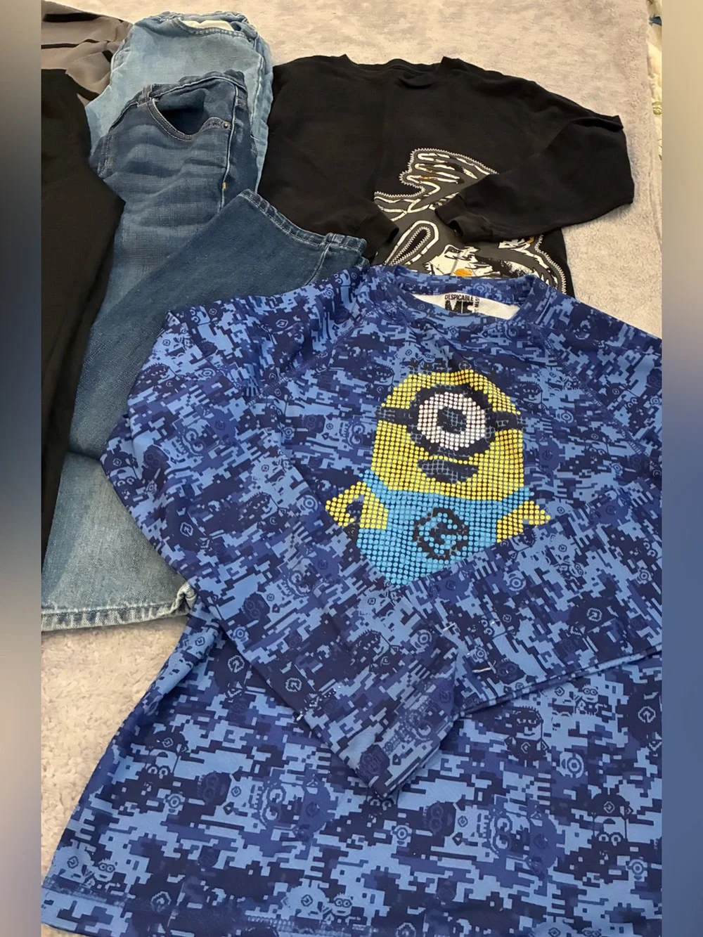 Kids Boys Bundle 7 Piece - 3 Pants 4 Long Sleeve Shirts Size 10/12